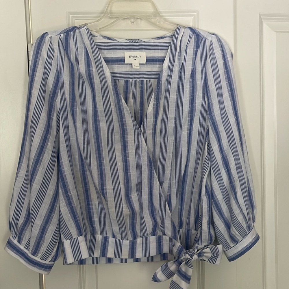 Everly Blue Striped Woman’s Top, Medium